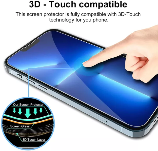 Verre Trempé Protection écran pour iPhone 8/7/6/XS/MAX/11 Pro/12/13/ 14/14 Pro 3