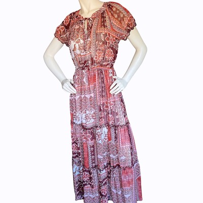 NWT Kate & Lily Floral Long Maxi Dress Tweed Boho Size 6