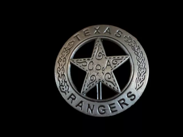 Texas Rangers Novelty Badge Old West Silver Star Pinback Miniature 1 5/8"