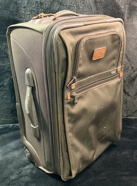 Tumi Alpha Dark Brown Canvas/Leather Two Wheel Carry On Bag Rolling Luggage Case