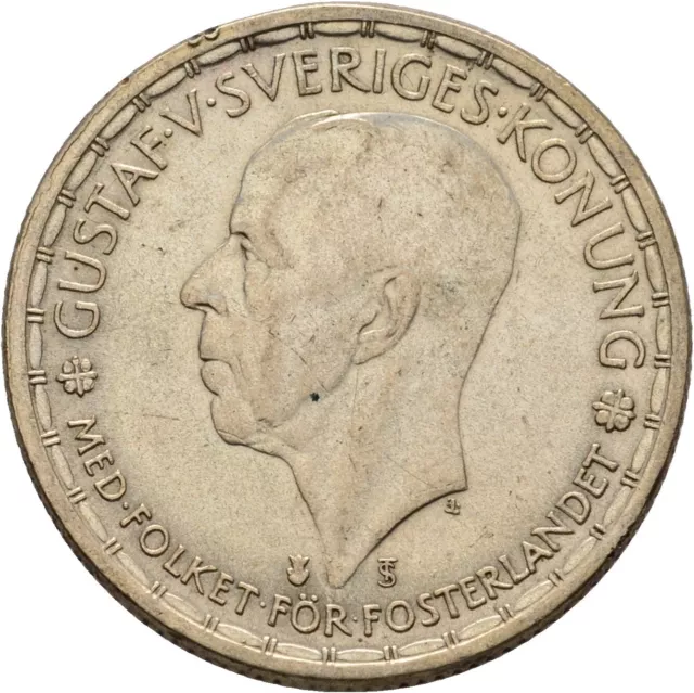 Schweden 2 Krone 1947  Gustaf V.  14 g Original  #L1257