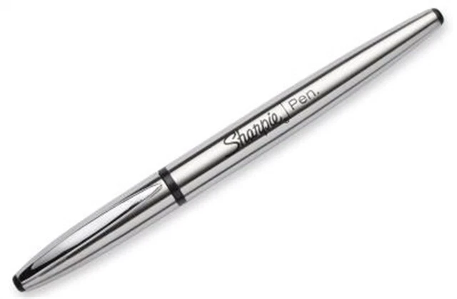 Sharpie 1800702 Black Fine Point Stainless Steel Grip Pen,PK6