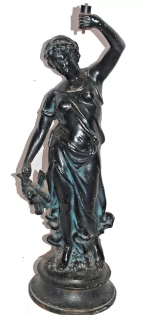 Vintage Figurine Cast Iron Spelter Woman Lovely Statue Black Rare Decorative