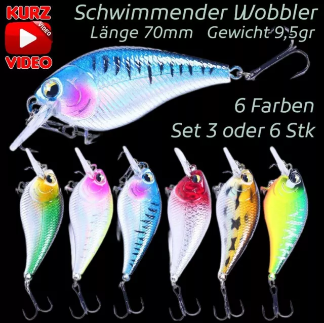 3/6 Set Wobbler Kunstköder Crankbait Raubfischköder Hecht Forelle Barsch Angeln