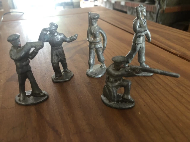 Lot De 5 Figurines Soldats Quiralu En Aluminium - Occasion - Collection Vintage
