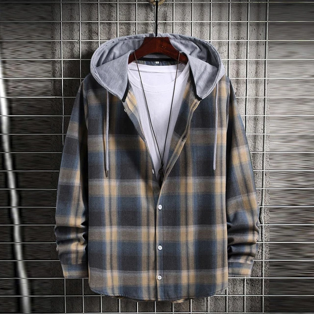 Men's Fleece Lined Plaid Zip Up Lightweight Flannel Hoodie Sherpa Jacket Casual