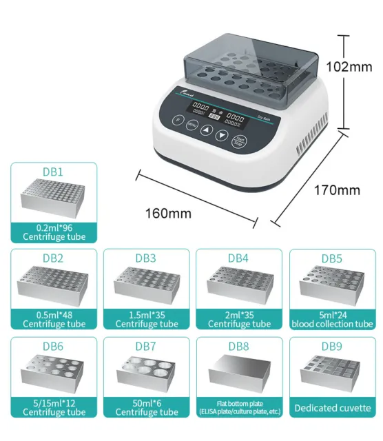 Mini Dry Bath Lab Incubator & Incubation with Heating Block Constant Temp MDB1-4