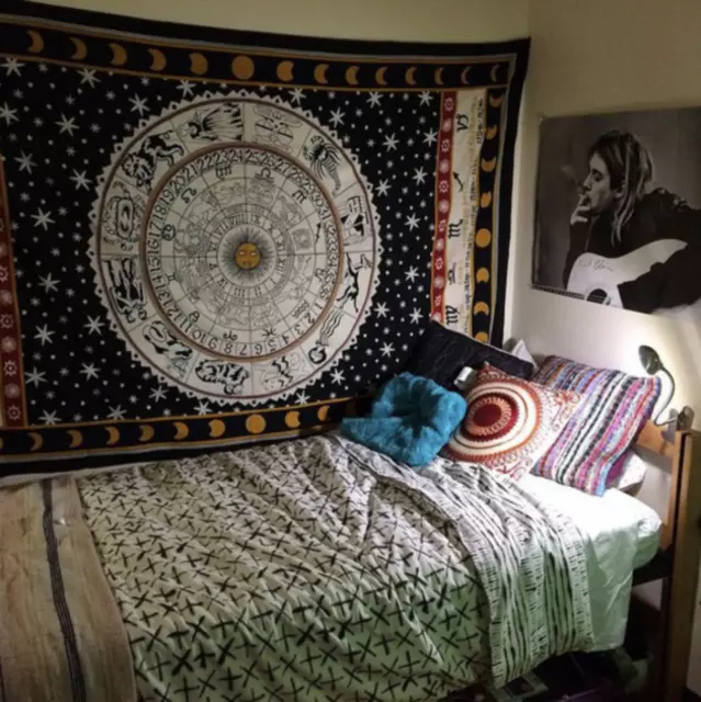Indian Zodiac Tapestry Wall Hanging Mandala Hippie  Bedspread Throw Boho Cover