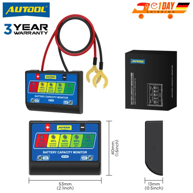 24V 12V Autobatterie Tester Kfz Bleisäure Batteriekapazitäts Indikator Monitor