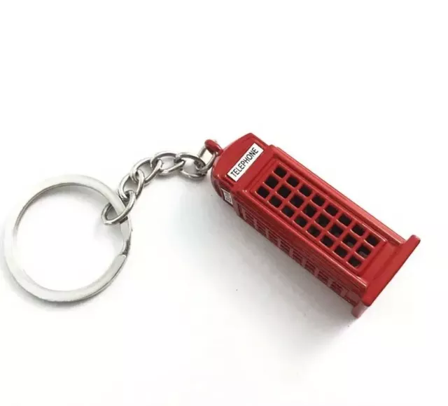 British Red London Telephone Box Keyring Retro Style Metal UK seller