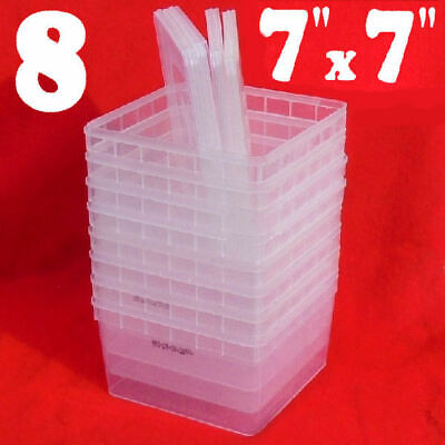 8 contenedores de plástico transparente FurstGroup 41⁄4"x71⁄4"x71⁄4" + 8 tapas a presión
