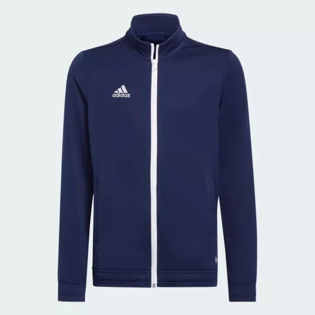 adidas Entrada 22 Kids Football Sports Jacket Tracksuit Top Childrens Navy