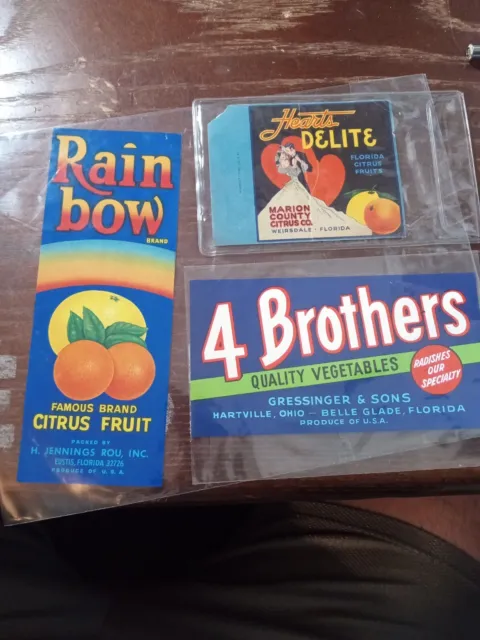 Vintage Florida Citrus Crate Label Lot