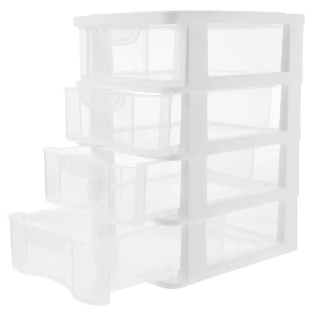 2x caisson à tiroirs / organisateur de bureau avec 4x tiroirs blanc /  transparent 