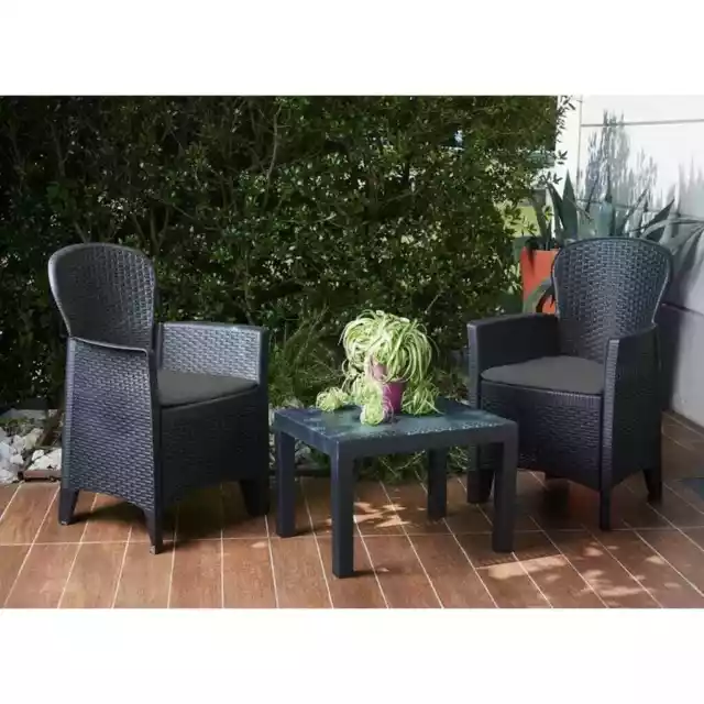 ProGarden Ensemble de jardin avec coussins 3 pcs Akita Anthracite