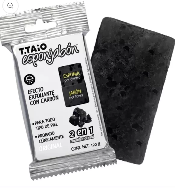 T-Taio Esponjabon Charcoal Soap-Sponge (Exfoliante Con Carbon Activado) 