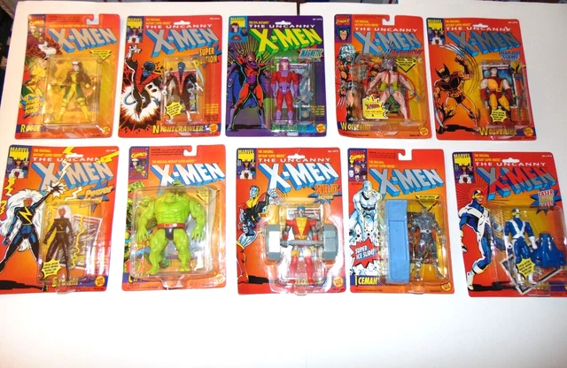 Lot Of 10 Uncanny X-Men Figures Vintage With Trading Cards Toy-Biz 1991 Moc Nrfp
