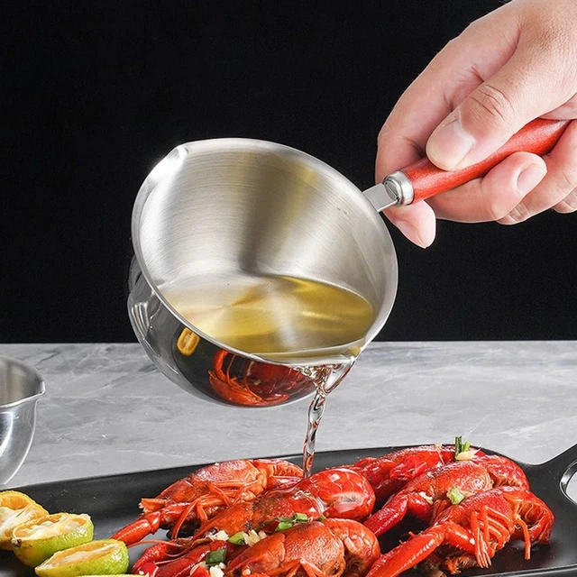 Steel Wooden Handle Mini Sauce Pan Chocolate Melting Pan Milk Pot Melting Pot