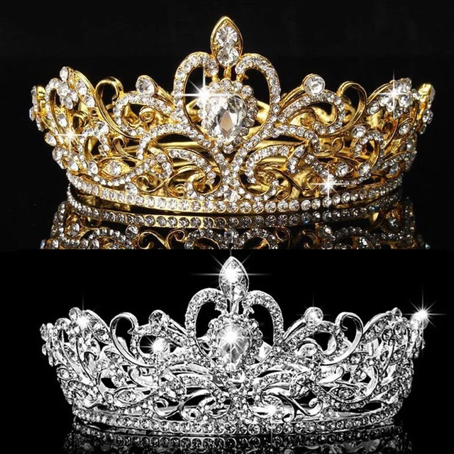 1PC Bridal Princess Austrian Crystal Tiara Wedding Crown Veil Hair Accessory US
