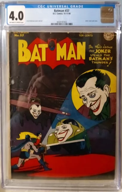 Batman #37 (1946) CGC 4.0 -- OW/W pages; Jerry Robinson Joker cover