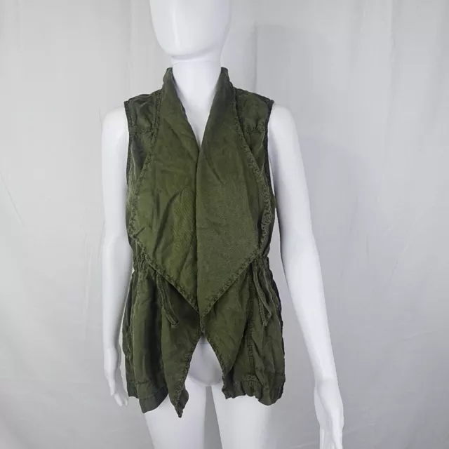 American Eagle Vest Womens Size Small Utility Army Green Cotton Zip