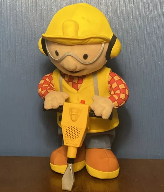 2001 HASBRO BOB THE BUILDER  13" Talking Vibrating Jack Hammer Plush Toy VINTAGE