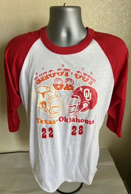 Vtg 80’s Texas Longhorns vs Oklahoma Sooners Shoot Out Football T Shirt Men M/L