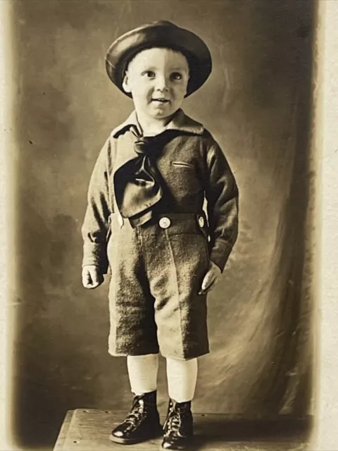 SMILING LITTLE BOY ANTIQUE REAL PHOTO POSTCARD 1925 Ernest W. Brown’s Kentucky 2