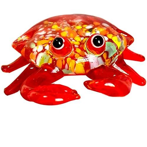 Crystal Vivid Little Crab Figurines Hand Blown Glass Art Animals Collectible