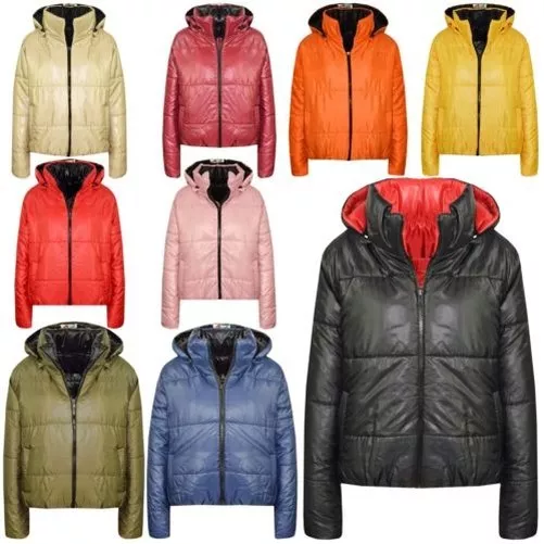 Ragazze Giacche Bambini Reversibile per la Scuola Cappuccio Imbottito Cappotti