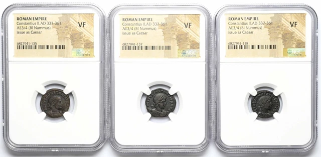 ROMAN EMPIRE. Constantius II. AD 337-361. Æ Nummus, NGC Certified lot of 3
