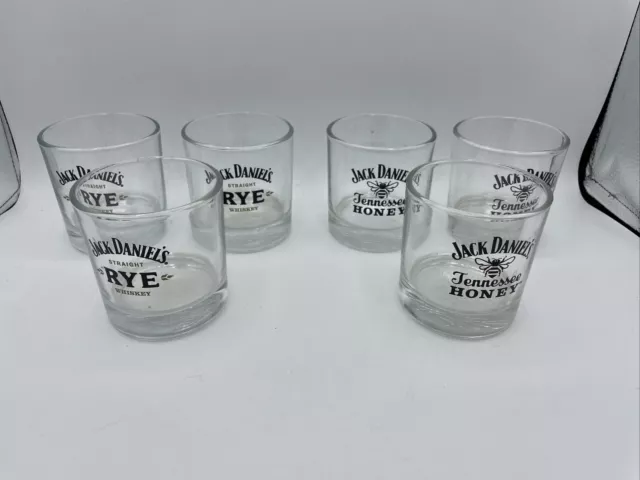 Jack Daniels Tennessee Honey Whiskey Straight Rye Bee Logo Embossed SET of 6