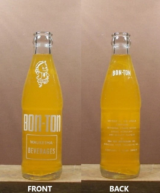 Bon Ton Old ACL 7 oz ounce Soda Pop Bottle Waukesha Beverages Wisconsin 248