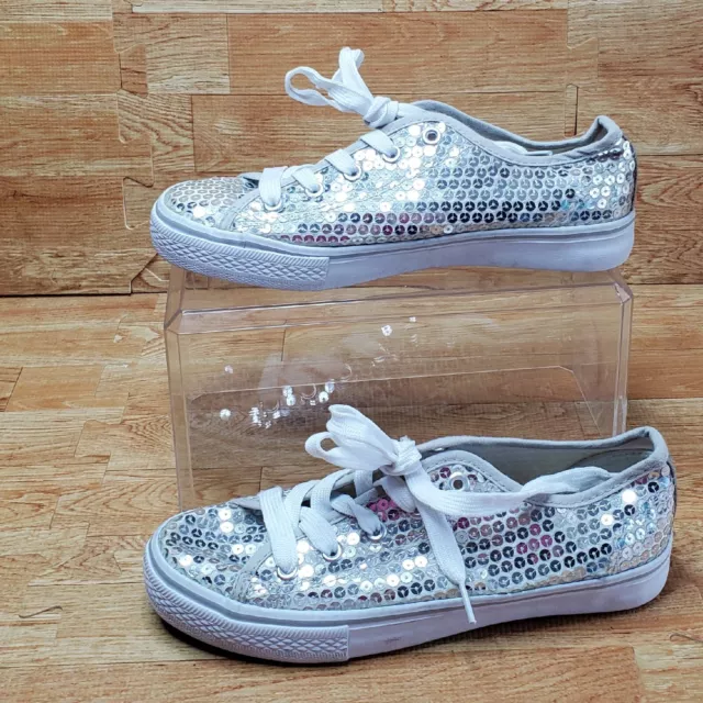 Balera Dance Shoes Hip Hop Sequin Sneakers WL6033 Silver White Size 5AM