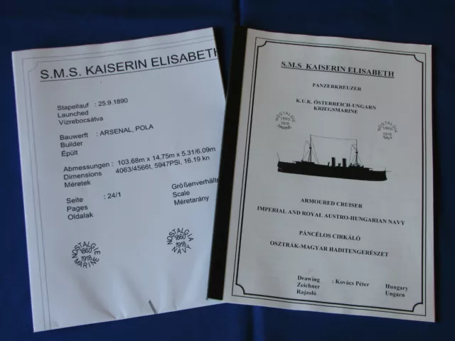 SMS KAISERIN ELISABETH armoured cruiser, Austro-Hungarian ship plans, KuK