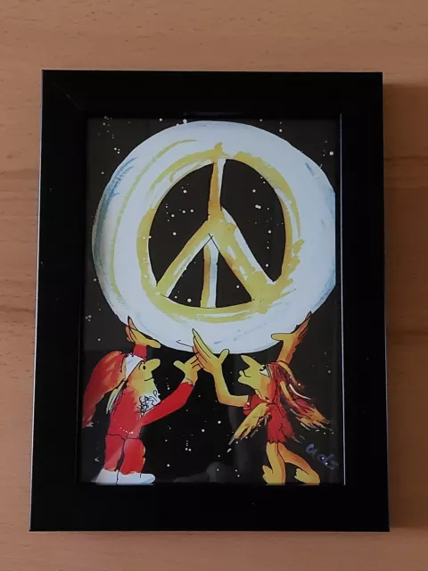 Udo Lindenberg Weihnachten Peace Kunstdruck- Karte gerahmt