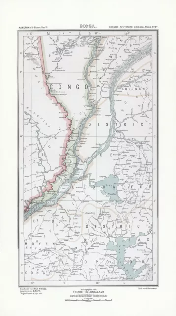 Kamerun - Bonga Congo Kongo Kolonialamt Kartographie Lulonga Kolonialatlas 27