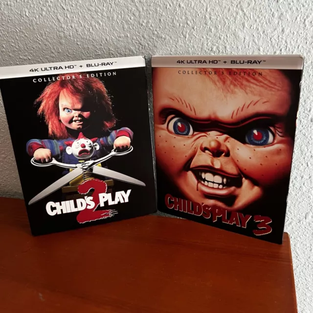 Child's Play 1, 2, & 3 Blu-rays! 4K Case & 2 Slipsleeves!RARE!*Read Description*