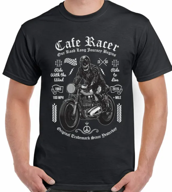 Cafe Racer T-Shirt Drive Like The Wind Mens Motorbike Biker Motorcycle Bike