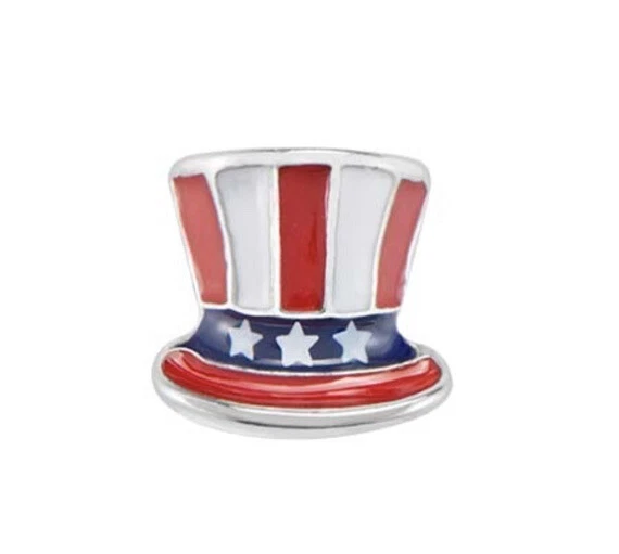 Origami Owl UNCLE SAM’S PATRIOTIC TOP HAT Floating Enamel JULY 4TH Charm