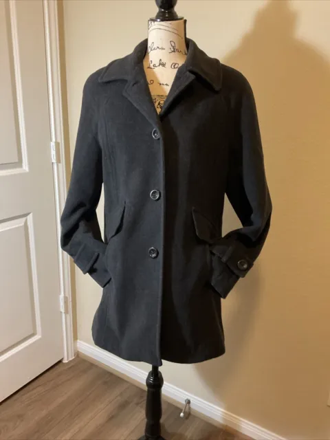 London Fog Womens Black Long Sleeve Collared Coat Size Medium