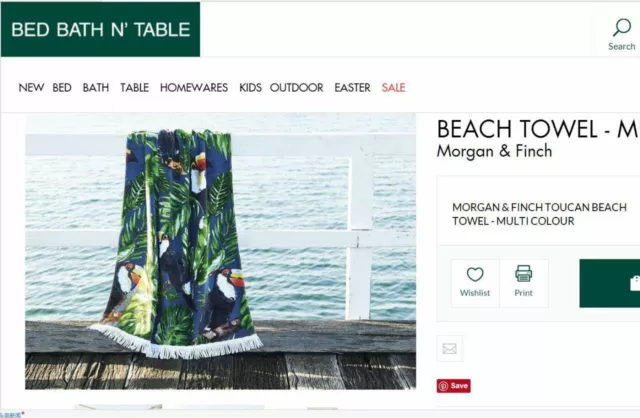 BN M&FINCH TOUCAN Combed Cotton Beach Towel Size 70x140cm 2