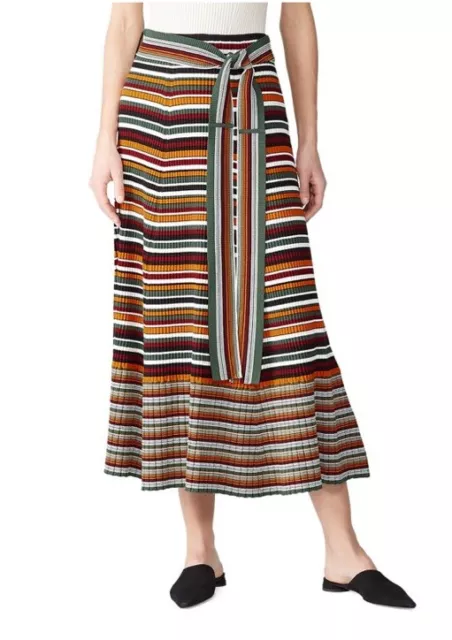 3.1 PHILLIP LIM Striped Maxi Wrap Skirt Size L . Missing Belt.