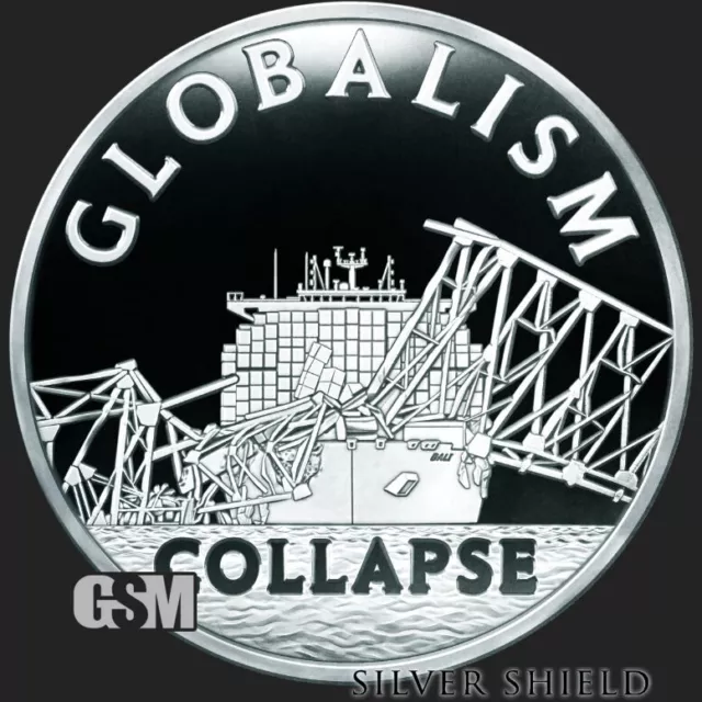 2024 1OZ GLOBALISM COLLAPSE PROOF - Silver Shield .999 Pure - "PRESALE" ROUND