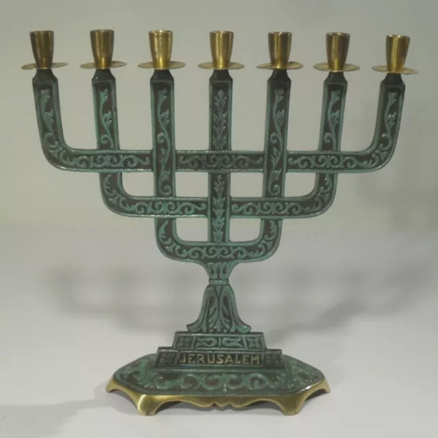 alte jüdische MENORA Kerzenhalter Messing Judentum Israel Kerzenständer jüdisch