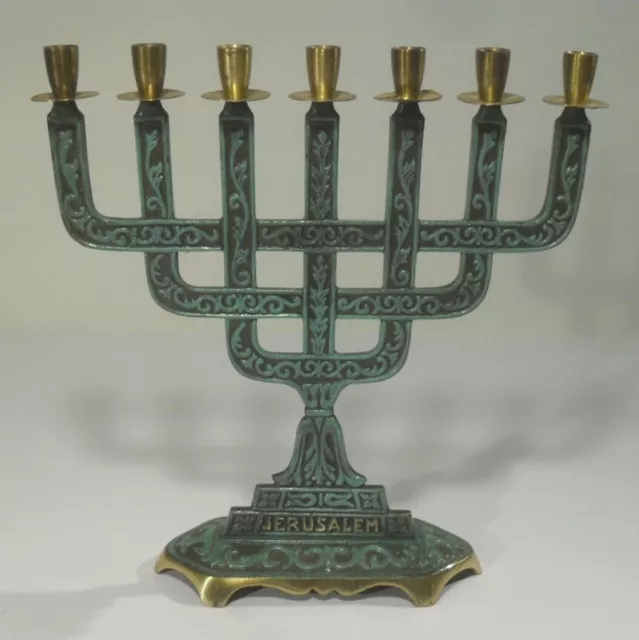 alte jüdische MENORA Kerzenhalter Messing Judentum Israel Kerzenständer jüdisch alte jüdische MENORA Kerzenhalter Messing Judentum Israel Kerzenständer jüdisch