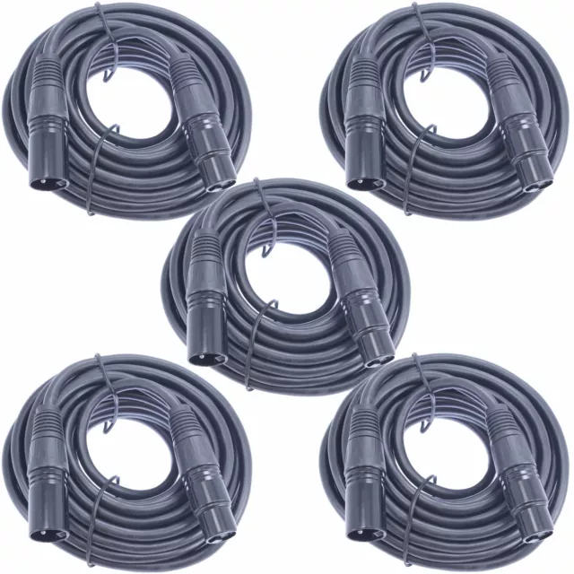 5pack 25 ft foot 3 pin XLR male to female for powered active speakers monitors