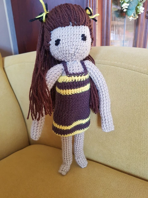Amigurumi Puppe gehäkelt Handarbeit Häkelpuppe Puppenkind 35 cm