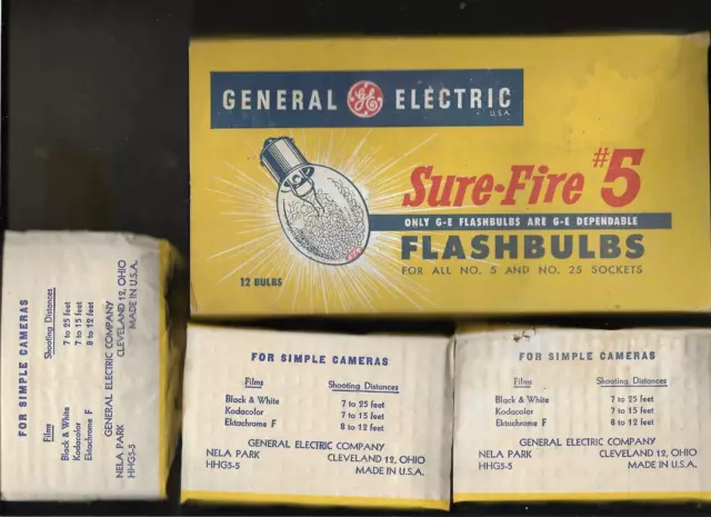 Bombillas de flash para cámara GE Sure-Fire #5 12 bombillas NUEVO DE NUEVO tipo F película a color B&W película
