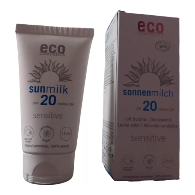 Eco Cosmetics Sonnenmilch LSF 20 sensitive  75 ml. Neu 3